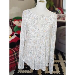 Lucky Brand Floral Boho Blouse  Size L